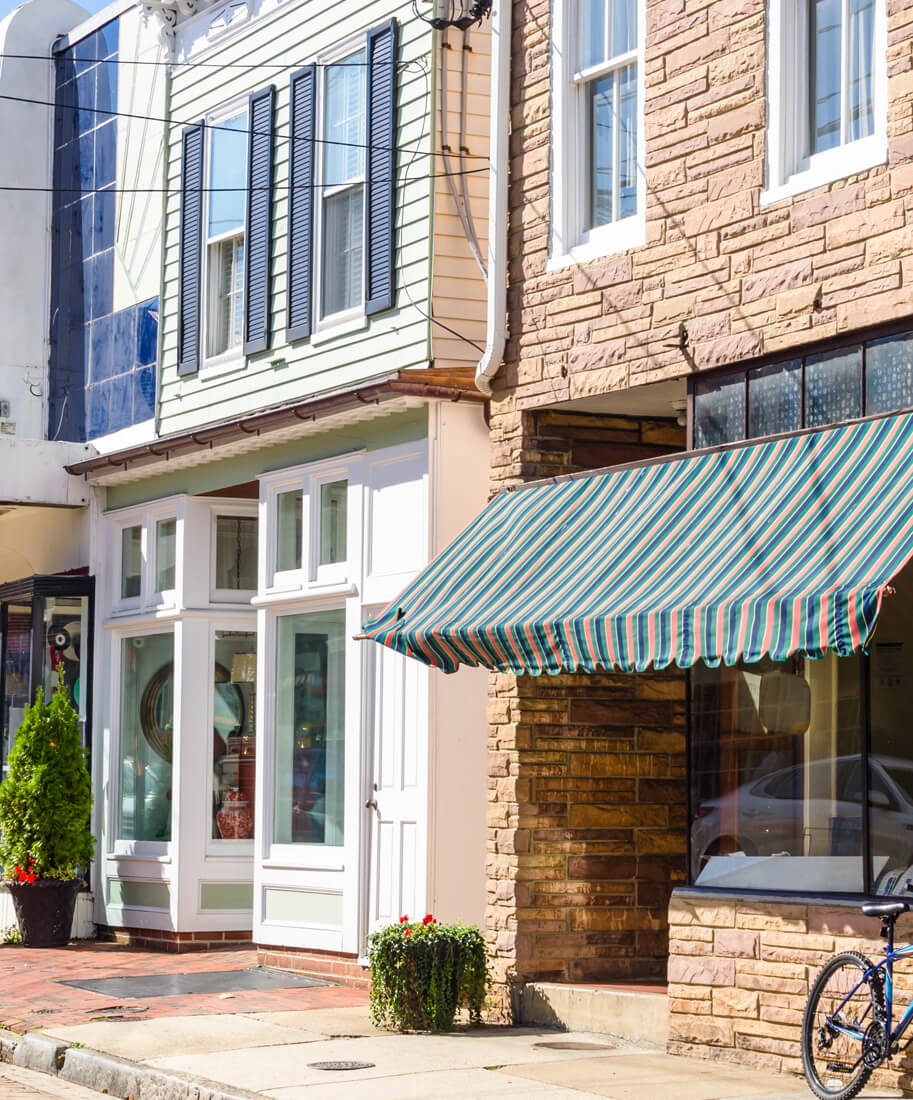 storefronts and sidewalk